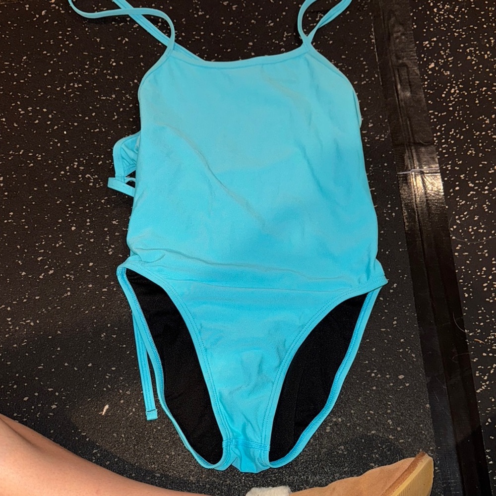 Jolyn Clothing Aqua and Black One-Piece Swimsuit